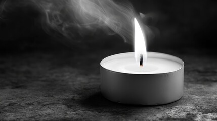 Aufkleber - Elegant Candle Flame with Smoke on Dark Background