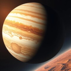 Canvas Print - space view of jupiter with some moons (europa, ganymede and calisto)