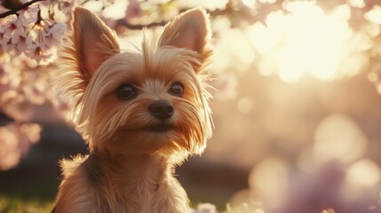 Wall Mural - Yorkie in Bloom.