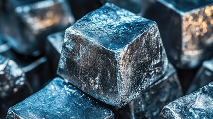 Aufkleber - A close-up view of lithium blocks, highlighting their raw, metallic texture and importance in energy storage.