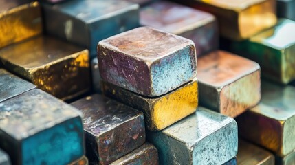 Poster - A stack of metallic lithium blocks, showcasing their significance in the renewable energy and tech industries.