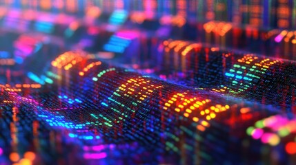 Aufkleber - Abstract glowing DNA sequences and digital codes intertwine, representing the cutting-edge of genome editing.