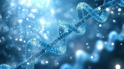Poster - Abstract DNA strands surrounded by data symbols, representing the technology driving genetic editing.