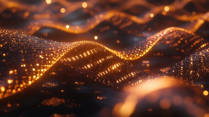 Aufkleber - Abstract glowing DNA sequences and digital codes intertwine, representing the cutting-edge of genome editing.