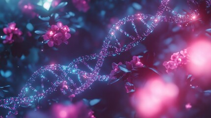 Aufkleber - Abstract glowing DNA sequences and digital codes intertwine, representing the cutting-edge of genome editing.