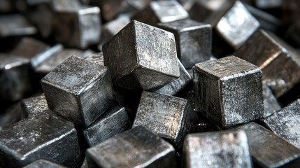 Poster - Close-up of lithium metal blocks, emphasizing their role as key materials for battery manufacturing.