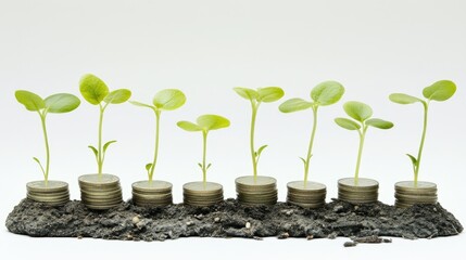 Poster - Green shoots growing from stacked coins, symbolizing the rise of sustainable financial practices.