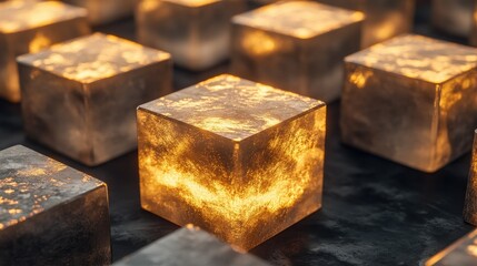 Poster - Lithium blocks glistening under light, representing the valuable material for battery production and market growth.