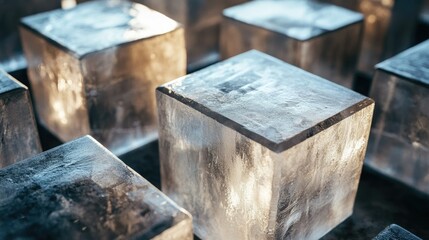 Poster - Lithium blocks glistening under light, representing the valuable material for battery production and market growth.