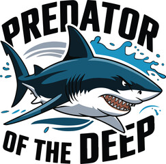 Wall Mural - Predator of the Deep Concept Shark T-Shirt Design