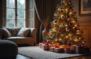 Wall Mural - christmas tree with gifts