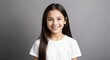 © Arceli - caucasian teen girl black background wearing plain white tshirt smiling happy portrait
