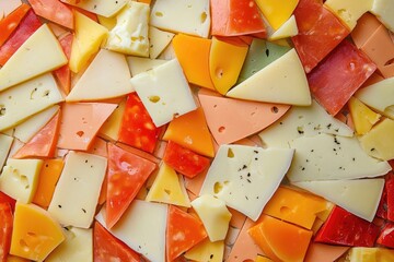 Canvas Print - Assorted Cheese Slices in a Random Pattern