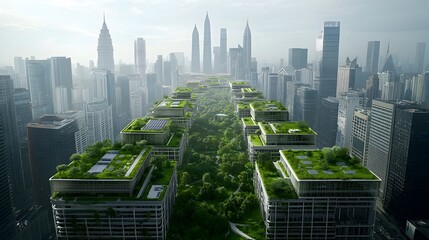 Poster - Sustainable green urban environment powered by renewable energy sources and secured by a digital security grid representing a vision of a secure efficient and technologically advanced future city