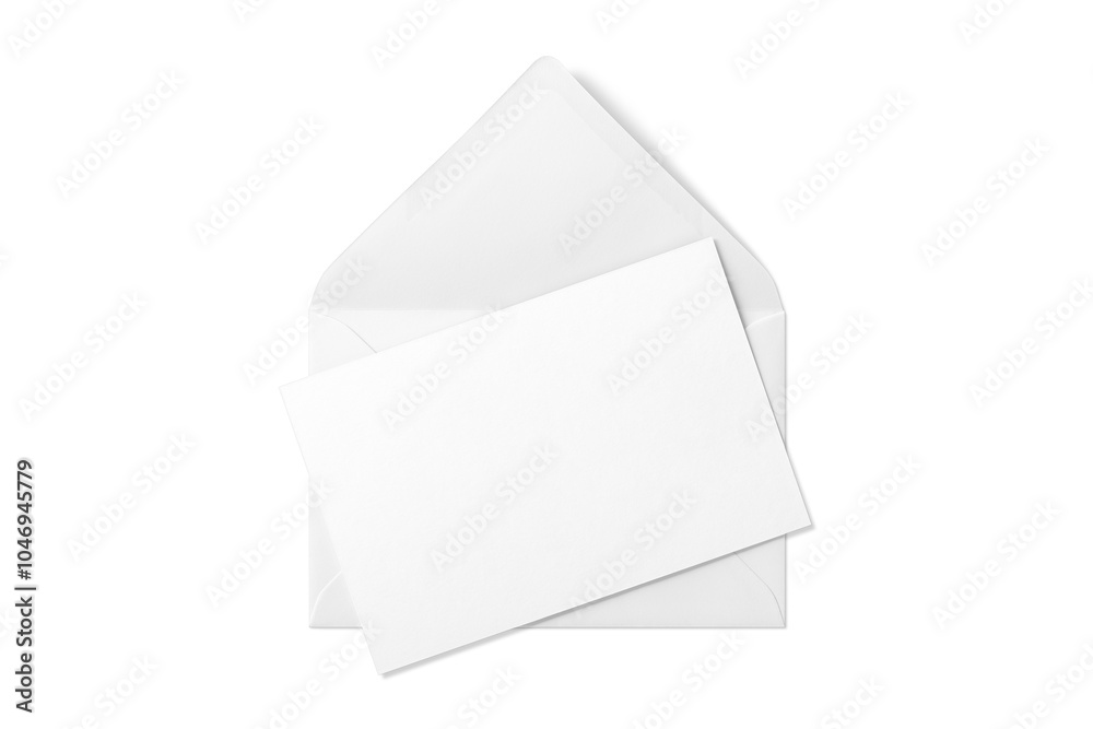 Opened envelope mockup with blank paper isolated on a transparent ...