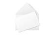 © PrimeMockup - Opened envelope mockup with blank paper isolated on a transparent background, PNG. High resolution.