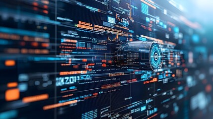 Aufkleber - Innovative Robot Figure Combined with Financial Market Charts and Forex Data in a Double Exposure Effect Conveying High Tech Trading Concepts against a Blue Backdrop