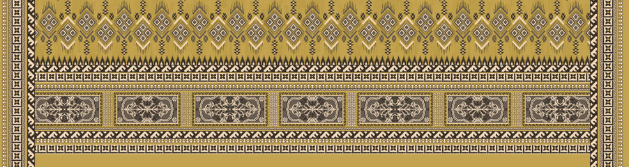 Wall Mural - Digital Pattern for Textile Design Featuring an ethnic style with a botiancal flower and ornament and a geometric motif