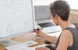 © peopleimages.com - Architecture, woman and design on computer screen for planning, housing development and renovation in office. Designer, blueprint or tech in firm for digital drawing, innovation or project management