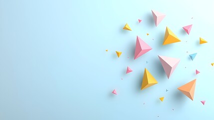 Poster - Minimalist geometric prism shapes in vibrant colors over a sleek gradient background designed for eye catching social media covers banners flyers and other promotional materials
