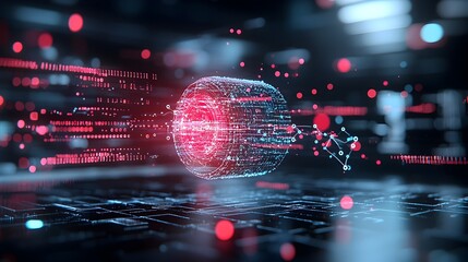 Leinwandbilder - Flowing abstract glowing particles over a deep dark background highlight the concept of connectivity and intelligent generative AI  The dynamic captivating visuals evoke a sense of technology