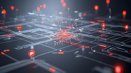 Poster - Glowing particles flowing across a dark background illustrating the concept of digital connectivity and the futuristic flow of data  This image captures the essence of technological intelligence