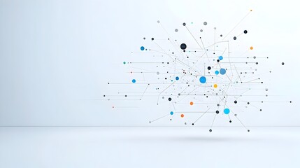 Fototapete - Glowing dynamic particles moving in a seamless mesmerizing flow across a minimalist futuristic white background