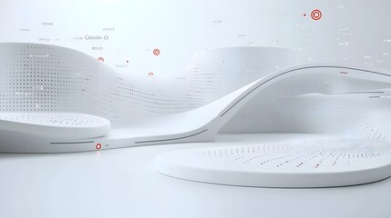 Fototapete - Abstract glowing particles flowing across a smooth futuristic white surface symbolizing the dynamic and advanced connectivity of generative technology  This captivating