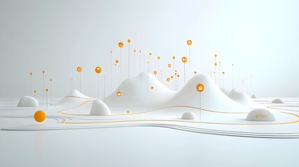 Leinwandbilder - Abstract glowing particles flowing across a smooth white futuristic surface symbolizing the connectivity and advanced generative capabilities of modern digital technologies and intelligence