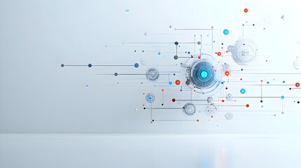 Leinwandbilder - Stunning visual representation of glowing dynamic particles in fluid motion against a clean futuristic white background highlighting the advanced connectivity and intelligence of generative systems