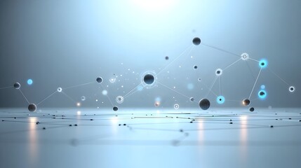 Leinwandbilder - Abstract glowing particles swirling and flowing over a bright white futuristic surface symbolizing the connectivity and intelligent networks of generative systems