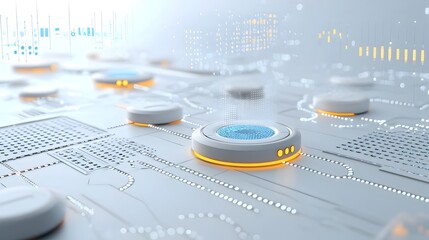 Leinwandbilder - Flowing streams of glowing particles over a modern futuristic white background representing the concept of connectivity powered by generative intelligence technology
