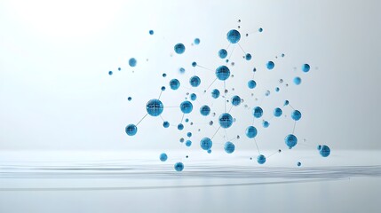 Fototapete - Elegant glowing particles flowing dynamically over a futuristic white surface symbolizing the power of generative technology and its role in driving innovative connectivity and digital transformation