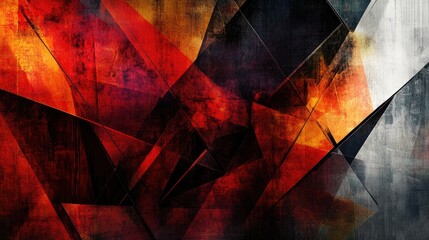 Aufkleber - Abstract Red and Black Geometric Design Background
