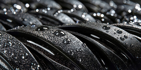 Poster - A close up of a black object with water droplets on it