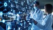 © sirisakboakaew - Global medical communication represented by doctors connected through digital icons, highlighting international collaboration, suitable for a tech-focused stock image