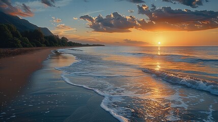 Poster - Beautiful sea view, sunrise beach.