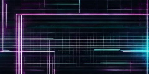 Poster - A neon colored background with a grid of lines