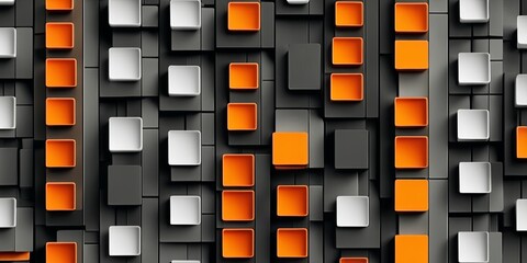 Poster - A wall of orange and white squares
