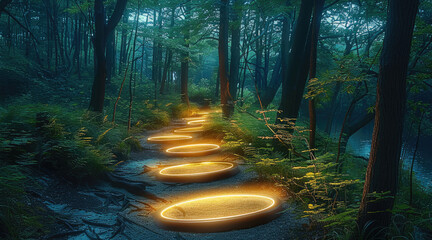Poster - An intelligent forest pathway equipped with motion-activated sensors illuminates the trail as walk.