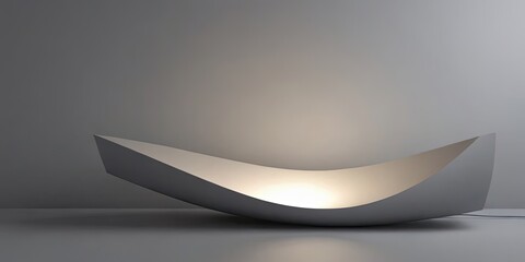 Poster - A white boat shaped lamp sits on a grey wall