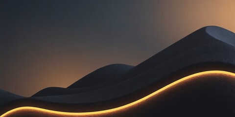 Poster - A black and orange landscape with a curved line