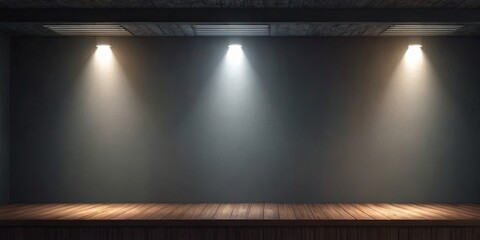 Poster - A wall with three lights shining on it