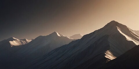 Poster - The mountains are covered in snow and the sky is dark