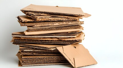 Poster - A stack of eco friendly parcel boxes made from recycled brown kraft cardboard arranged in a simple and clean design  The sustainable packaging represents the concept of green logistics