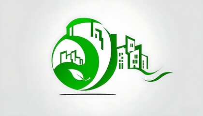 Eco-friendly city logo, reflecting green energy-saving concept