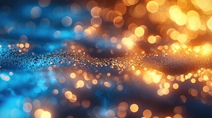 Aufkleber - Bokeh background, silver, golden and blue.