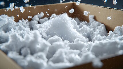 Poster - Close up view of a delicate object safely encased within a parcel box surrounded by protective foam padding to ensure secure delivery during transportation