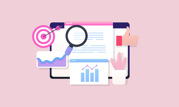 Data analytics, SEO Optimization dashboard and business finance report concept