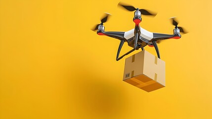 Aufkleber - Drone Carrying Parcel Box Midair for Efficient Delivery Service  Futuristic Aerial Transportation of Cargo and Packages by Unmanned Aerial Vehicle